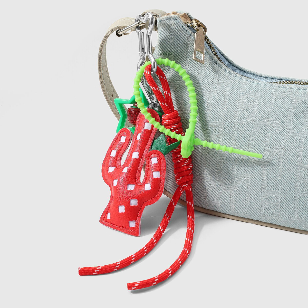 Red Cactus Leather Women's Bag Charms Picture3