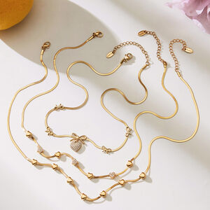 Gorgeous Zircon Heart Stainless Steel Waterproof Anti - Tarnish Gold Color Women's Jewelry Sets h5 Picture5