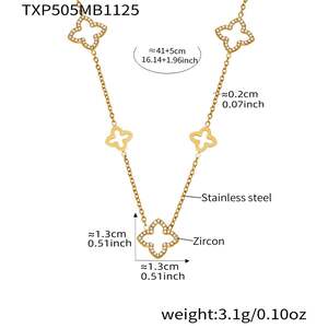 Shining Clover Stainless Steel Waterproof Gold Color Zircon Women's Jewelry Sets h5