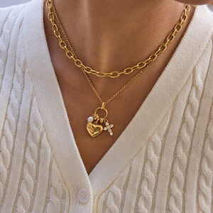 Magnifique collier pendentif cœur en acier inoxydable, imperméable et anti-ternissement, couleur or, pour femme h5 Image4