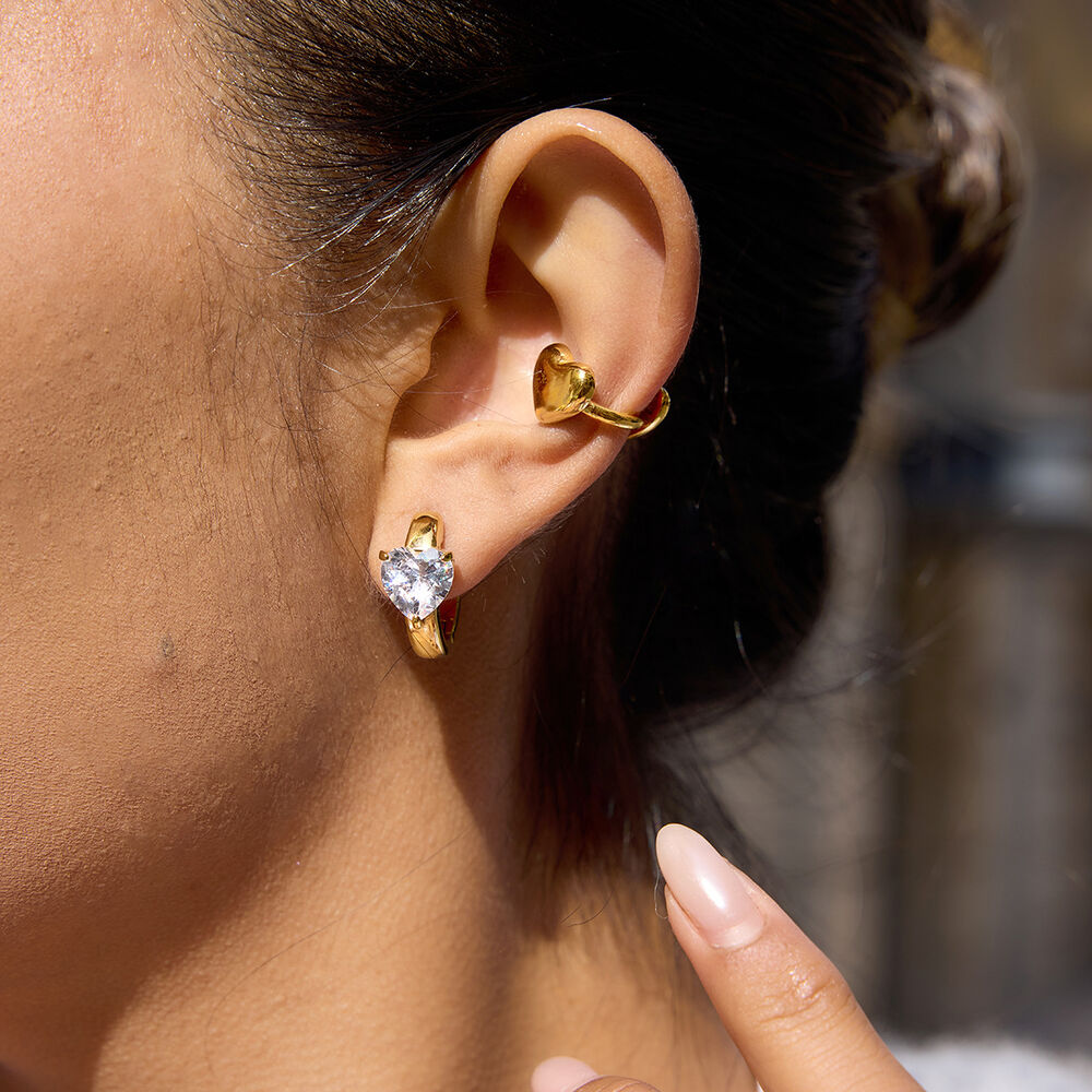 1 Pair Romantic Heart Stainless Steel Waterproof Gold Color Women's Ear Cuffs Picture3
