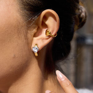1 Pair Romantic Heart Stainless Steel Waterproof Gold Color Women's Ear Cuffs h5 Picture3
