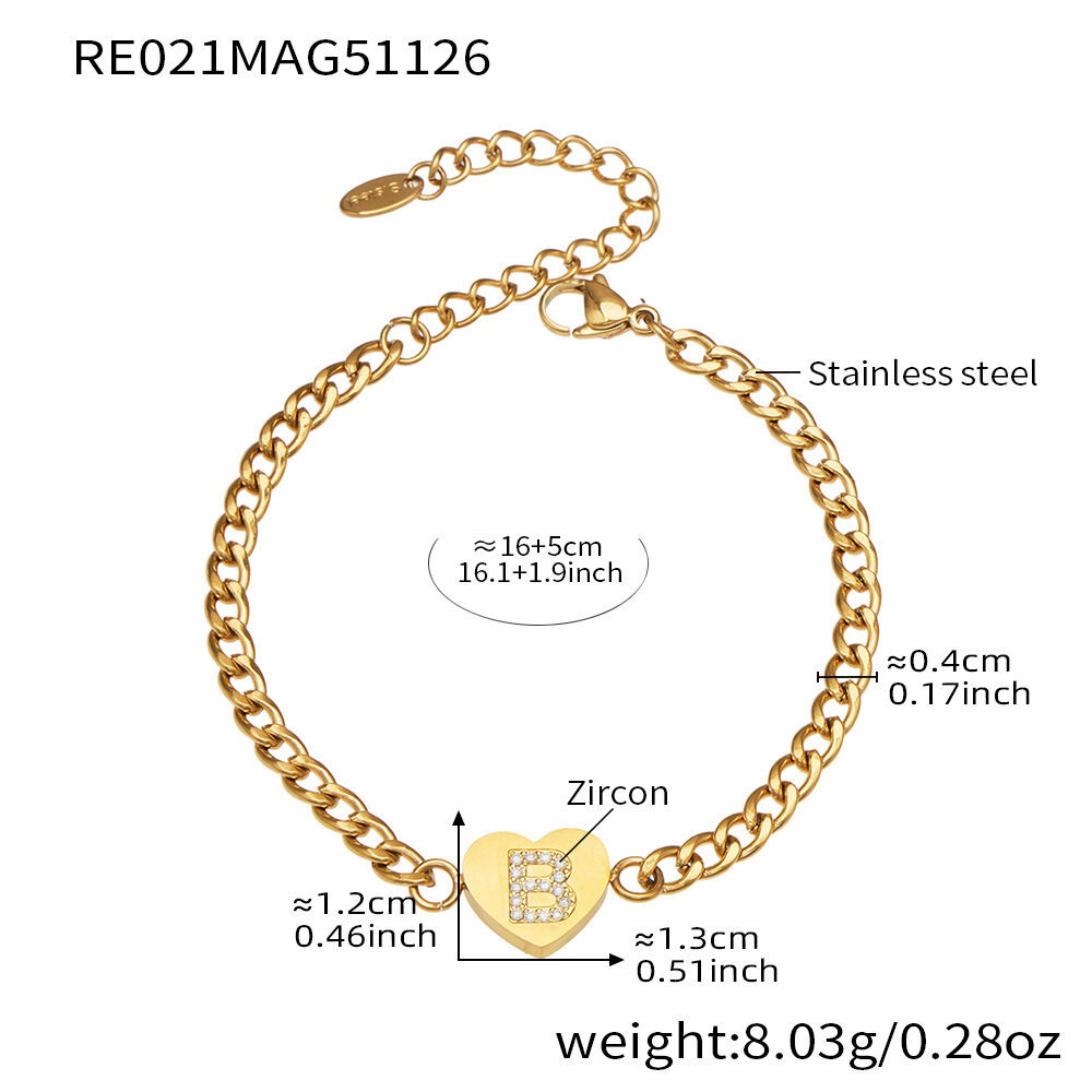 Re021-B Gold Letter Bracelet 16+5Cm Picture7