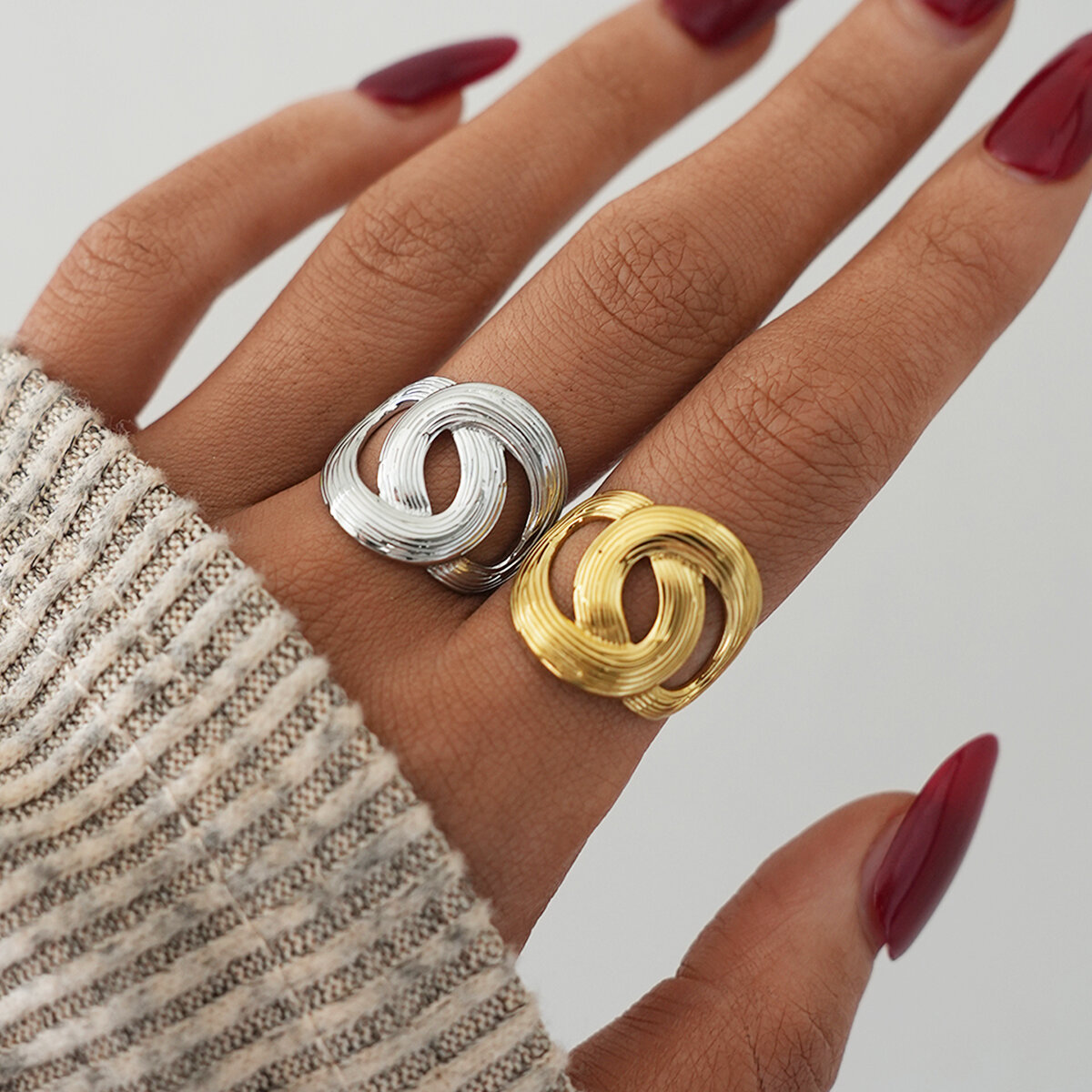 Simple Series Daily Irregular Shape Stainless Steel Waterproof   Gold Color  Statement Rings