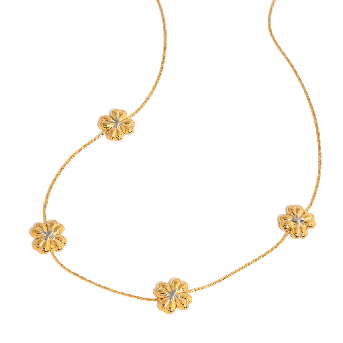 Natural Clover Gold&Silver Colors Stainless Steel Waterproof Women's Jewelry Sets h5 