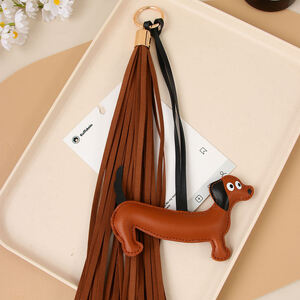 1 Piece Classic Series Retro Dachshund Tassel PU Women's Bag Charms h5