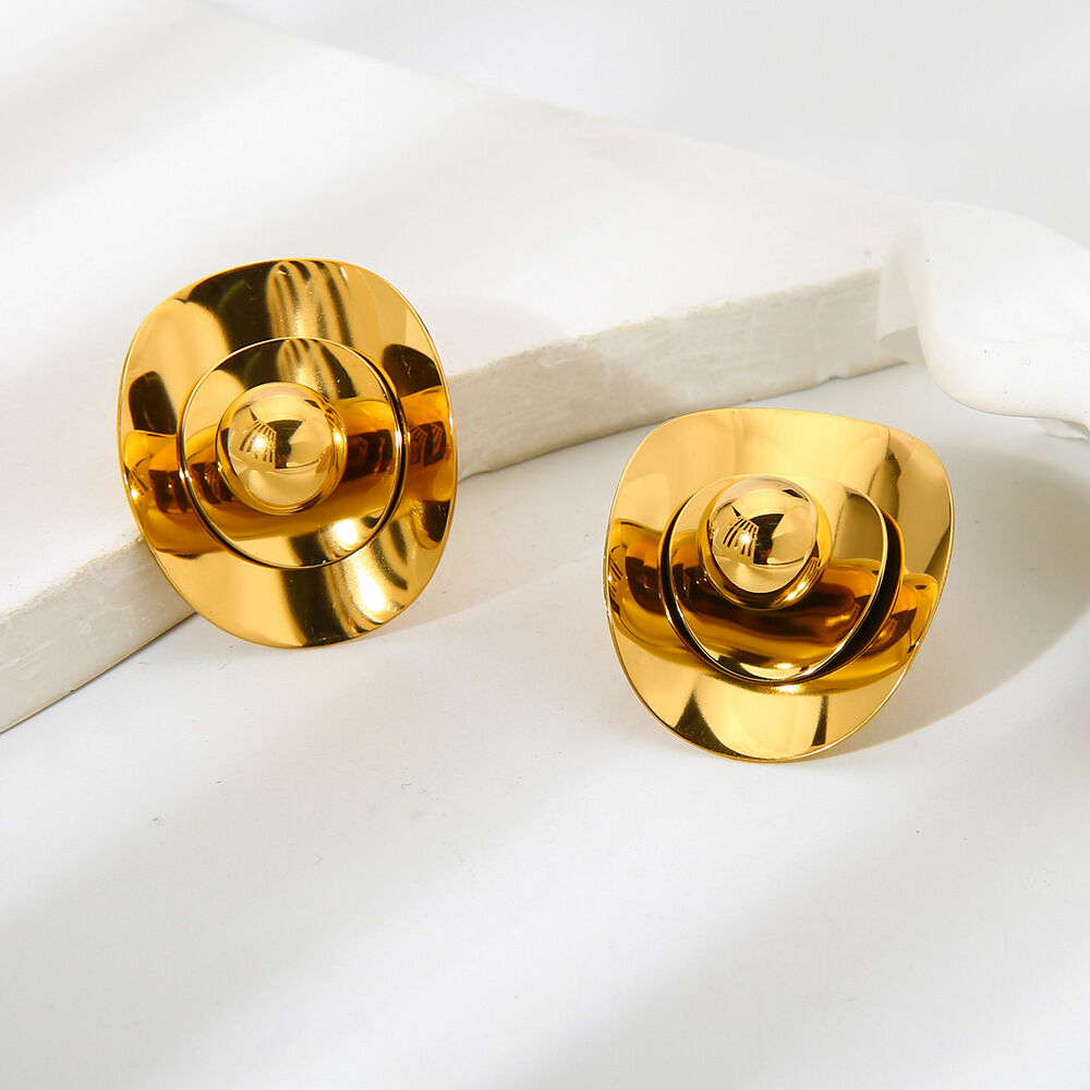 1 Pair Simple Irregular Shape Stainless Steel Waterproof Gold Color Women's Stud Earrings Picture4