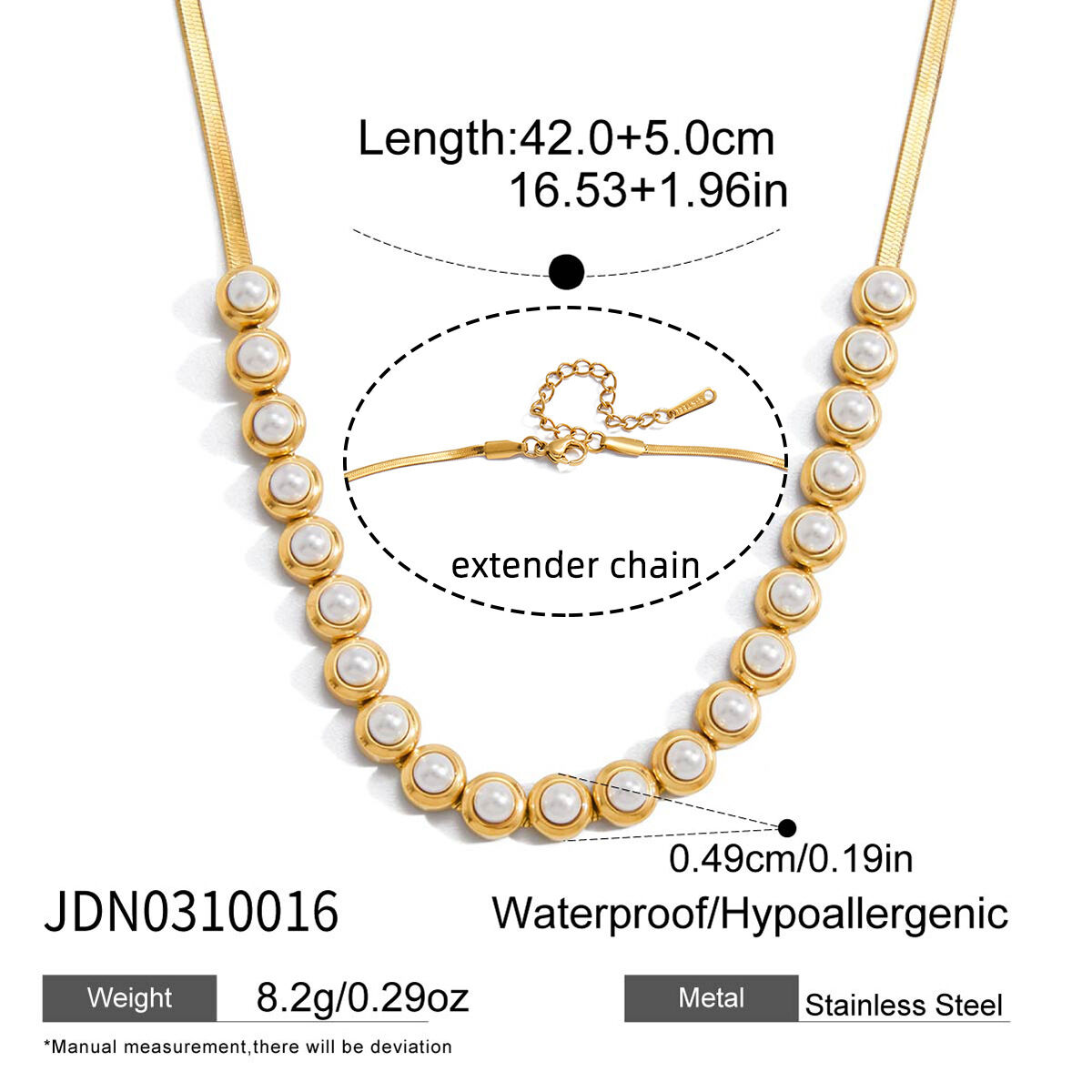 1 Piece Crafted Beads Stainless Steel Waterproof Gold Color Women's Beaded Bracelets Picture2