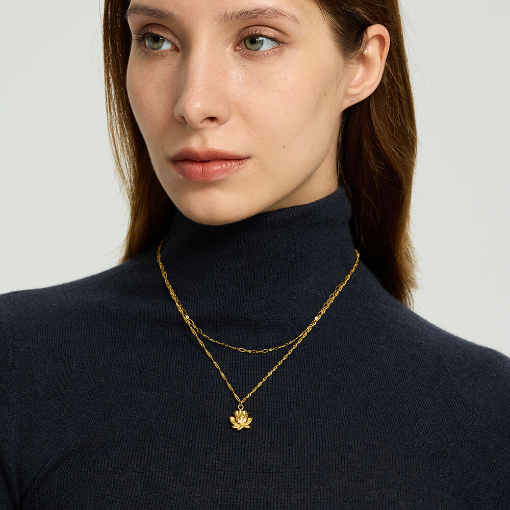 1 Piece Daily Chain Plant Stainless Steel Waterproof Gold Color Women's Pendant Necklaces h5Picture4