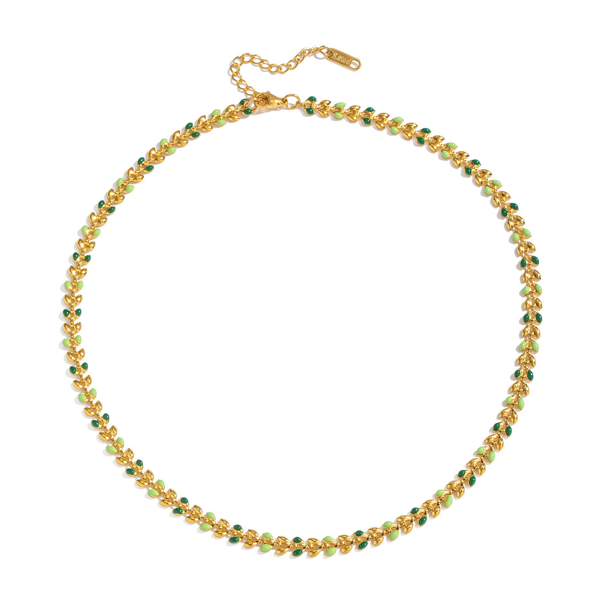 1-teilige Halskette aus emailliertem Blatt, wasserdichtem Edelstahl und goldfarbener Kette h5 Bild5