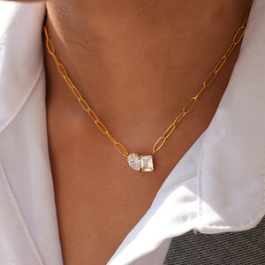 Simple Daily Irregular Shape Stainless Steel Waterproof Gold Color Women's Necklaces Sets h5 Picture4