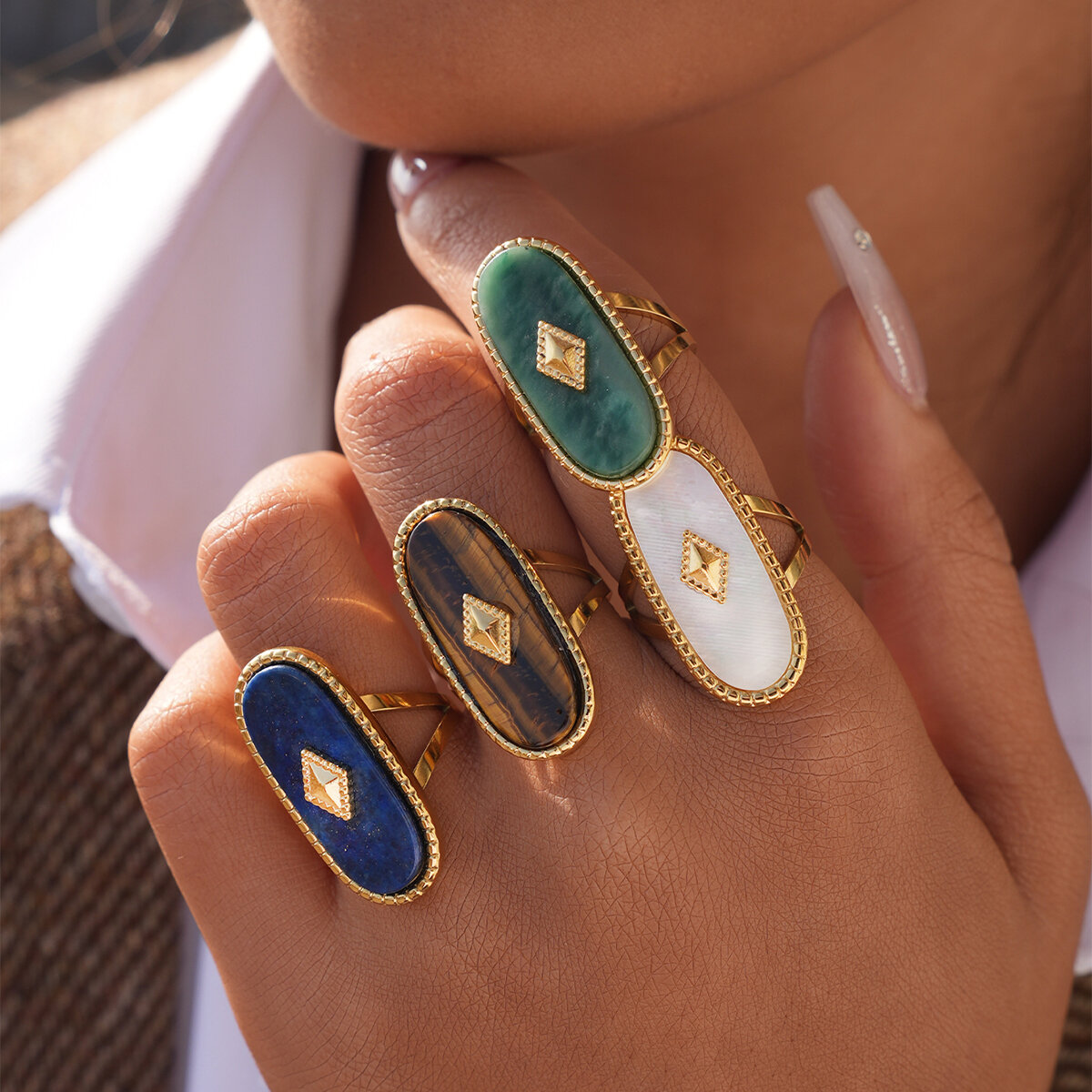 Simple Daily Irregular Shape Stainless Steel Waterproof WaterProof Fade Resistant  Statement Rings