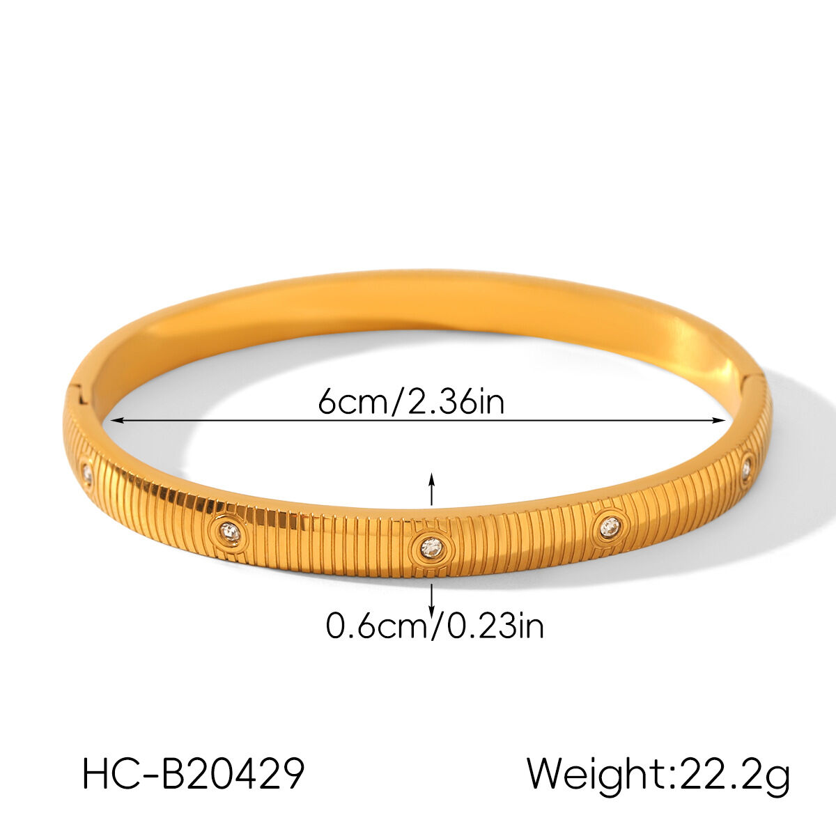 Einfarbiges, wasserdichtes Armband aus Edelstahl in Goldfarbe mit Zirkonia Bild2