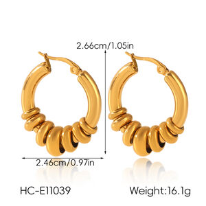 Boucles d'oreilles créoles en acier inoxydable étanche couleur or h5 Image2