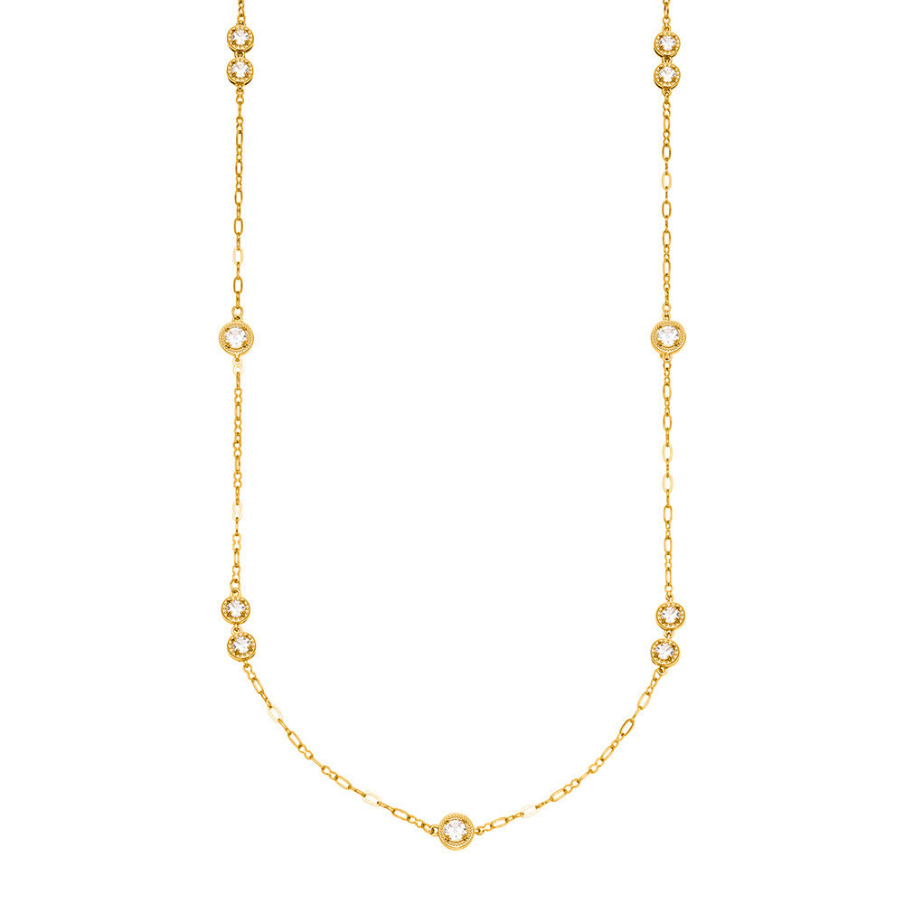 Minimalist Zircon Titanium Steel Waterproof Anti - Tarnish Gold Color Women's Long Necklaces h5 