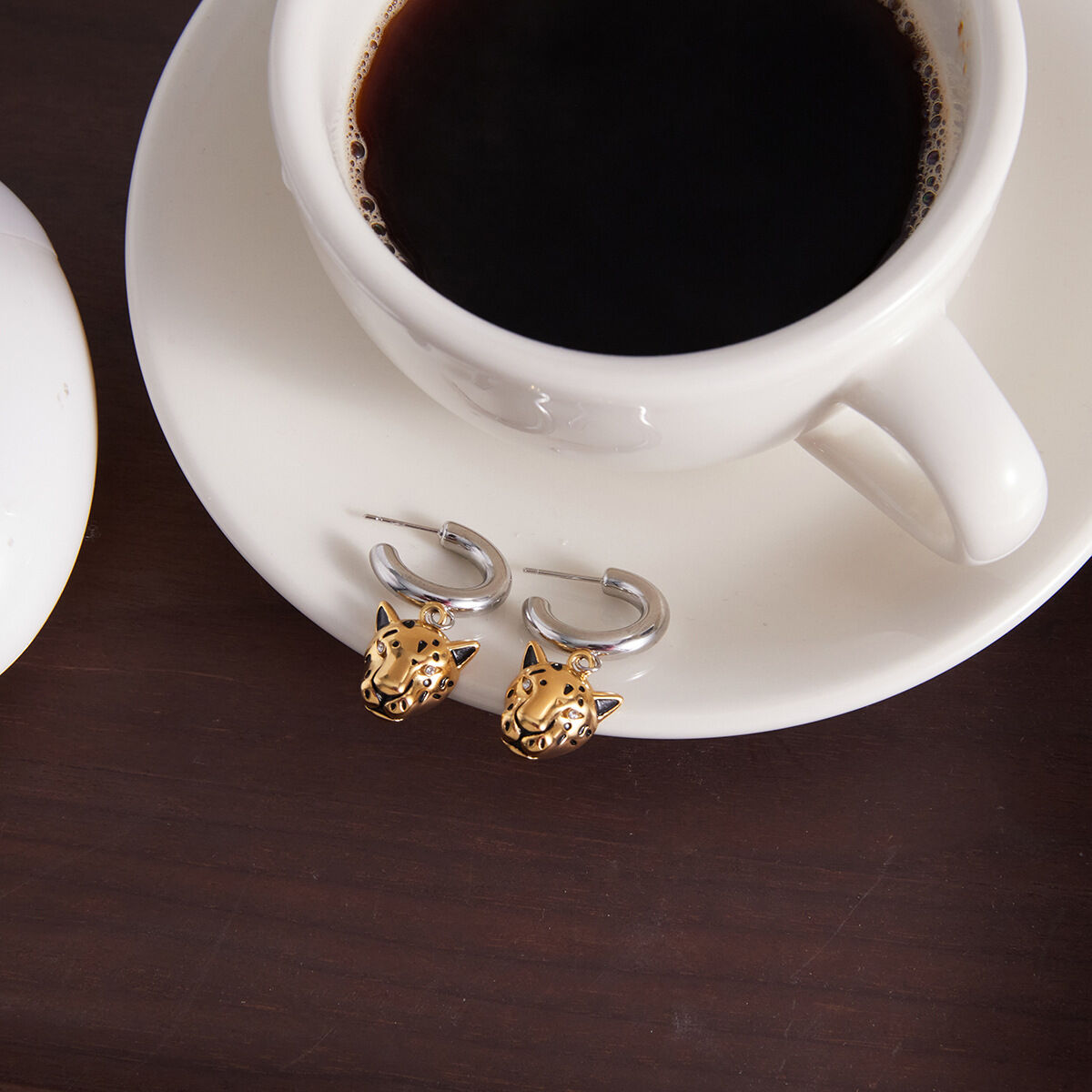 Bold Leopard Head Stainless Steel Waterproof&Anti-tarnish Gold Color Women's Drop Earrings Picture3
