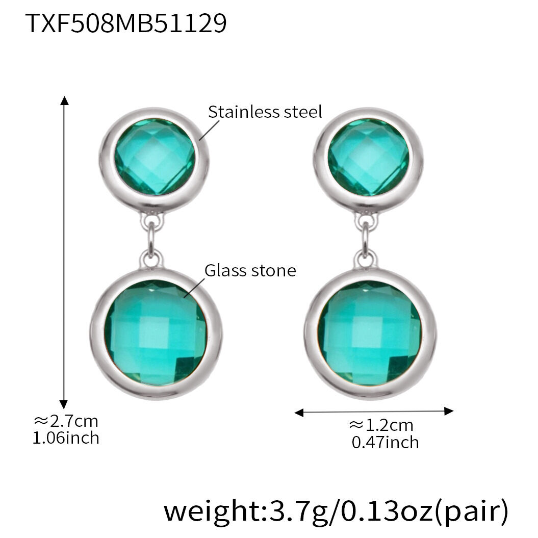 Txf508 - Lake Blue Stone Steel Earrings Picture29