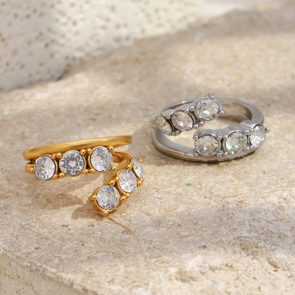 1 stuk luxe waterdichte, kleurvaste roestvrijstalen statement ringen voor dames in goudkleur 2