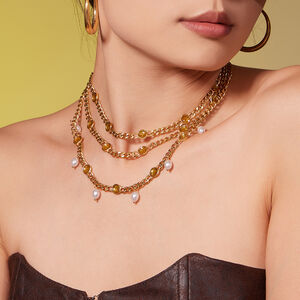 1 Piece Delicate Beads Chain Stainless Steel Waterproof Gold Color Women's Pendant Necklaces h5 Picture4