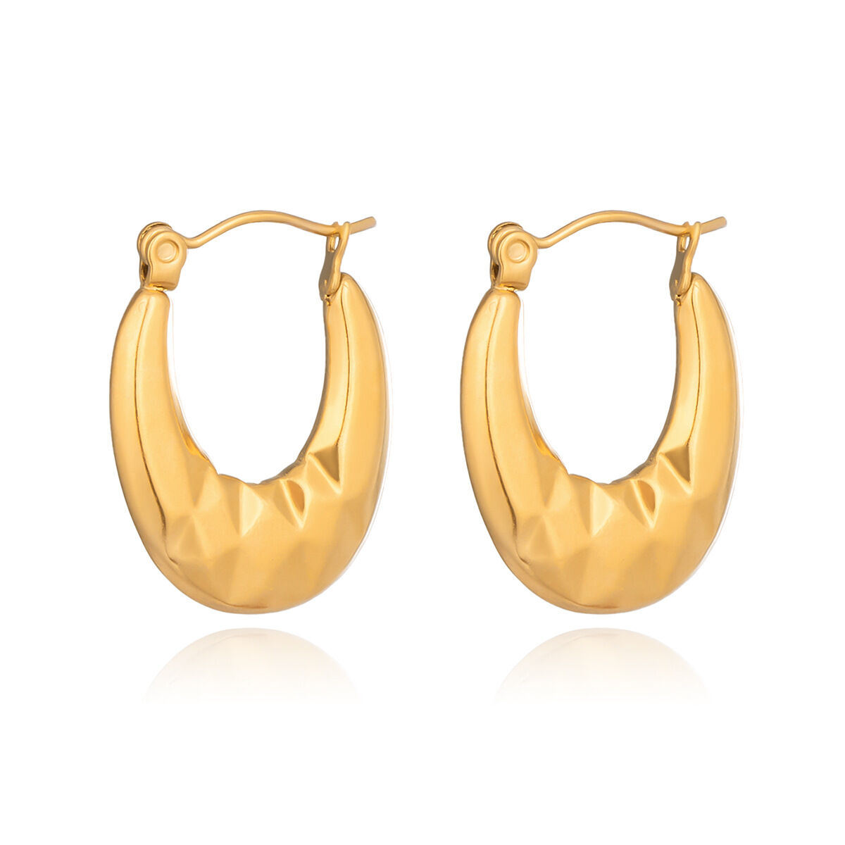 1 Pair Stainless Steel Waterproof Gold Color Hoop Earrings h5 Picture5