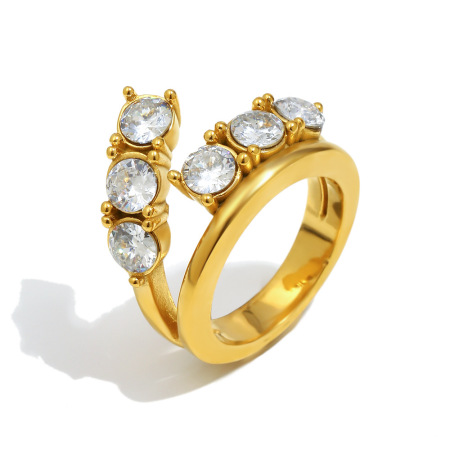 1 Piece Luxurious  Waterproof  fade - resistant Stainless Steel   Gold Color Women‘s Statement Rings