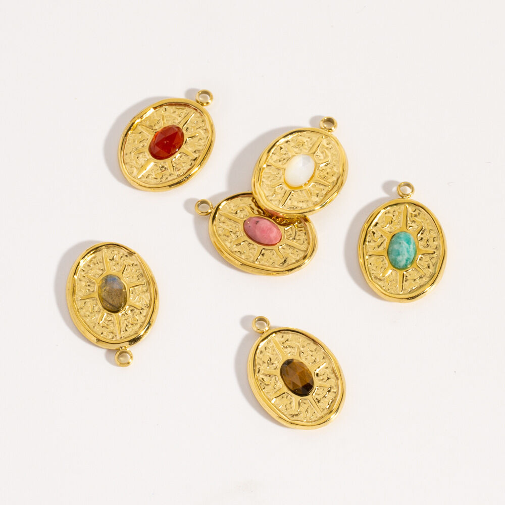 Vintage Sun Circle Stainless Steel Waterproof&Anti-tarnish Gold Color Women's Pendants Picture3