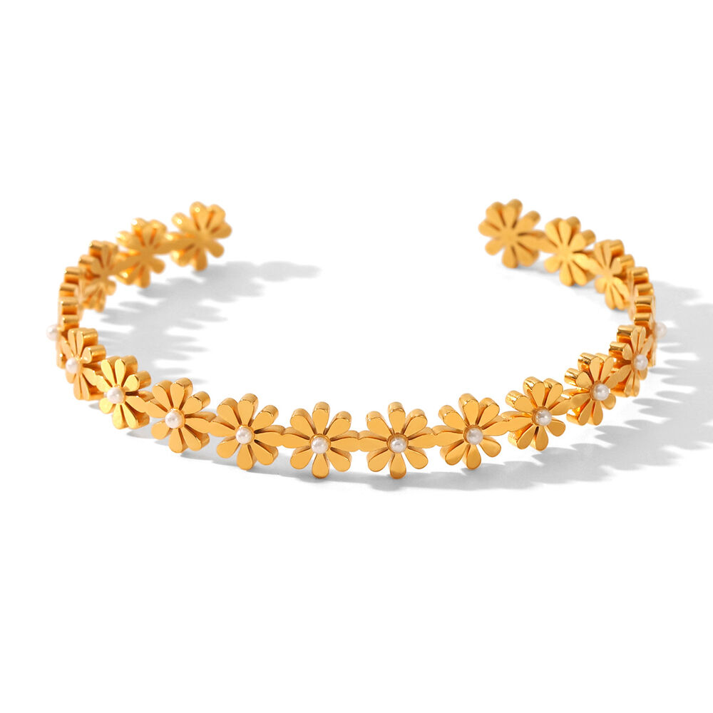 1 Piece Romantic Heart Mixed Gold Color And Silver Colors Stainless Steel Waterproof Women's Bangles h5Picture6
