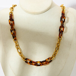 1 Piece Classic Retro Chain Stainless Steel Waterproof Gold Color Women's Chain Necklaces h5 Picture4