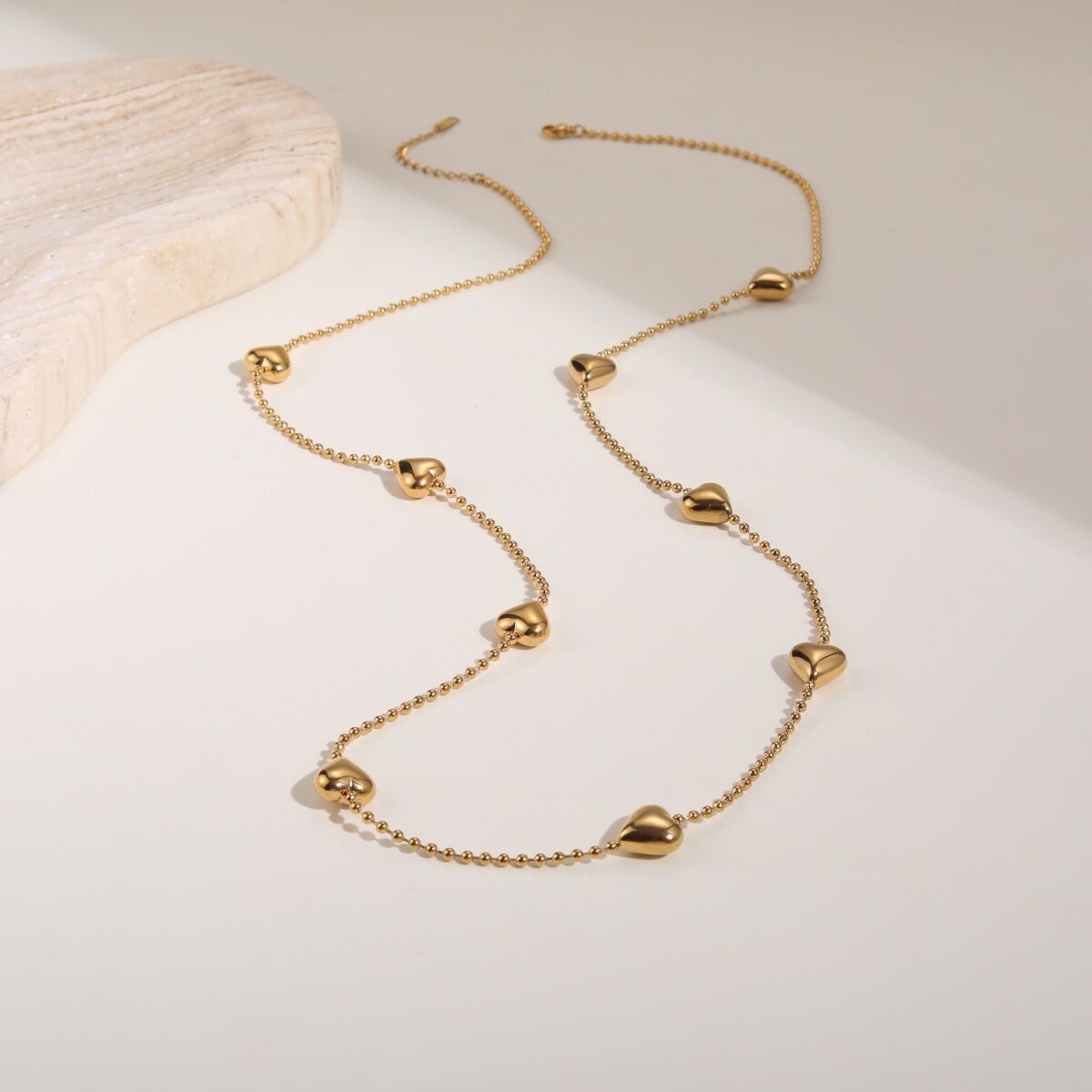Simple Heart Chain Stainless Steel Waterproof Anti - Tarnish Gold Color Women's Long Necklaces Picture3
