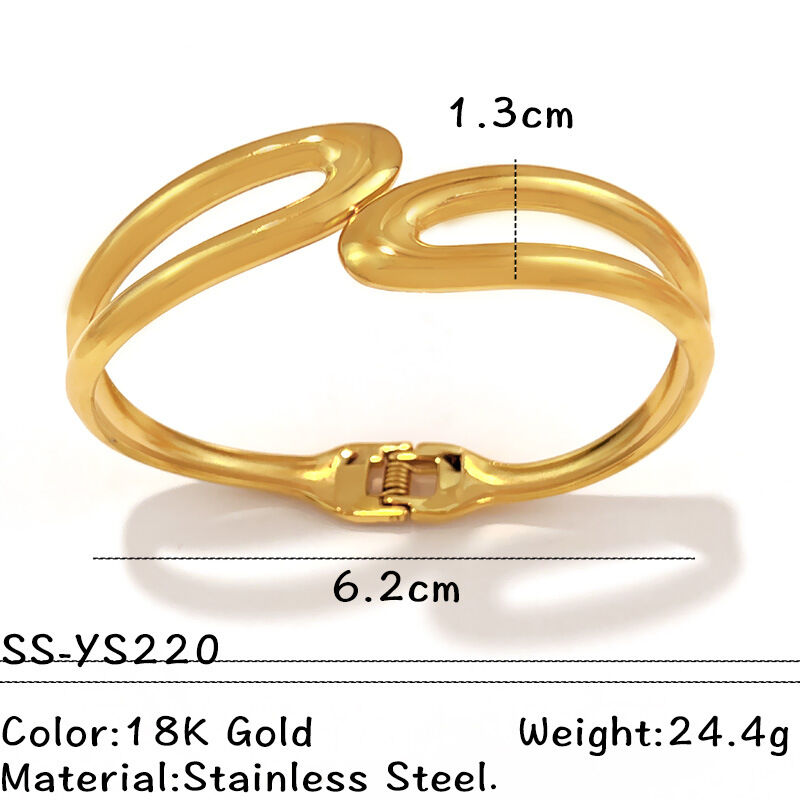 1 Piece Hollowed-out Stainless Steel Waterproof Gold Color Cuff Bracelet