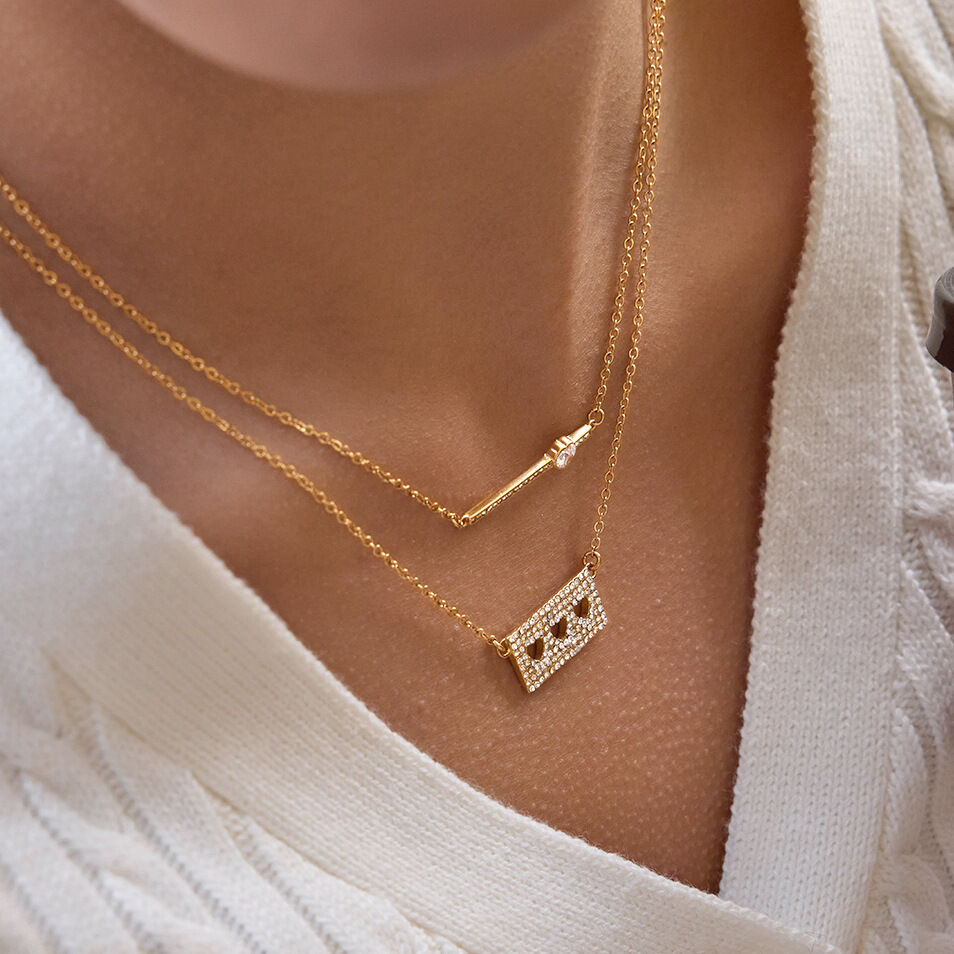 Collane con ciondolo da donna color oro, in acciaio inossidabile, impermeabili e anti-ossidazione, con cuore squisitamente realizzato h5 Immagine4