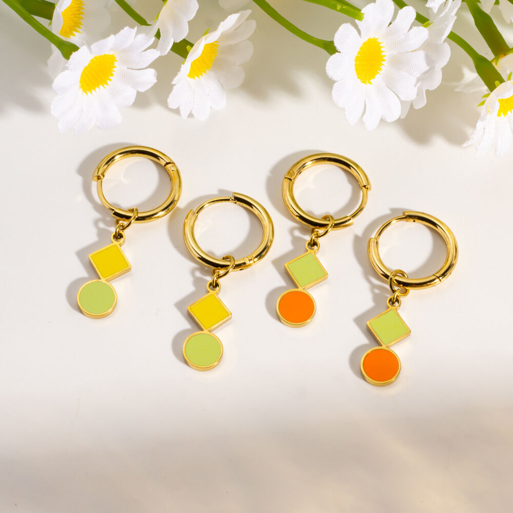 Geometric Figure Stainless Steel Waterproof&Anti-tarnish Gold Color Women's Drop Earrings h5 Picture2