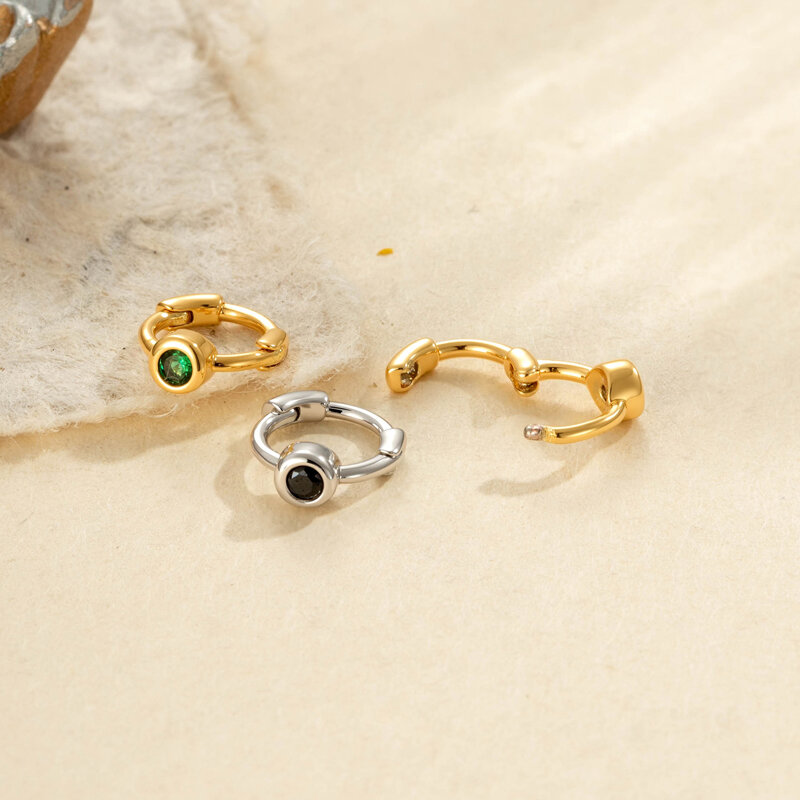 Boucles d'oreilles créoles légères pour femmes, couleur cuivre doré, avec zircon. 2