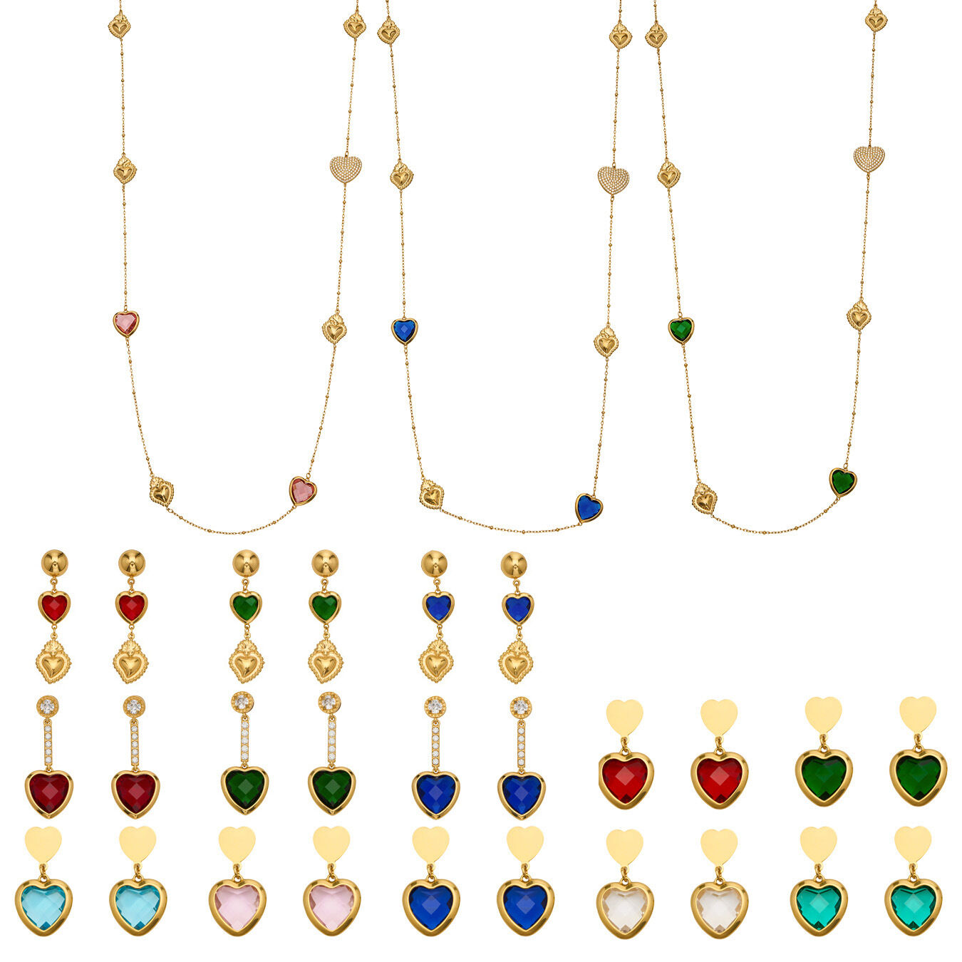 Romantic Heart Glass Stainless Steel Waterproof Anti - Tarnish Gold Color Women's Long Necklaces Picture8