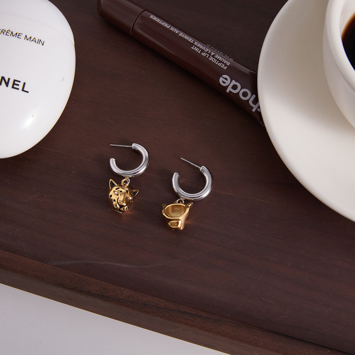 Bold Leopard Head Stainless Steel Waterproof&Anti-tarnish Gold Color Women's Drop Earrings Picture4