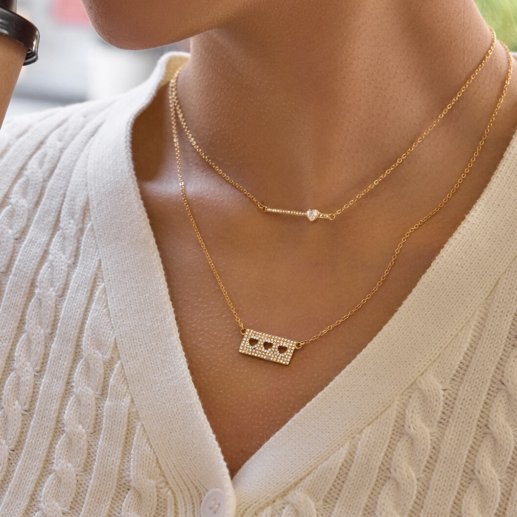 Collane con ciondolo da donna color oro, in acciaio inossidabile, impermeabili e anti-ossidazione, con cuore squisitamente realizzato h5 Immagine3