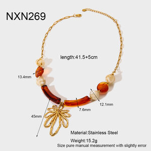 Vintage Flower Irregular Shape Stainless Steel Waterproof Anti - Tarnish Gold Color Women's Pendant Necklaces h5