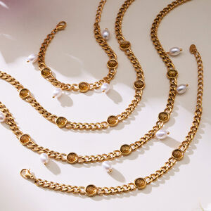 1 Piece Delicate Beads Chain Stainless Steel Waterproof Gold Color Women's Pendant Necklaces h5 Picture3