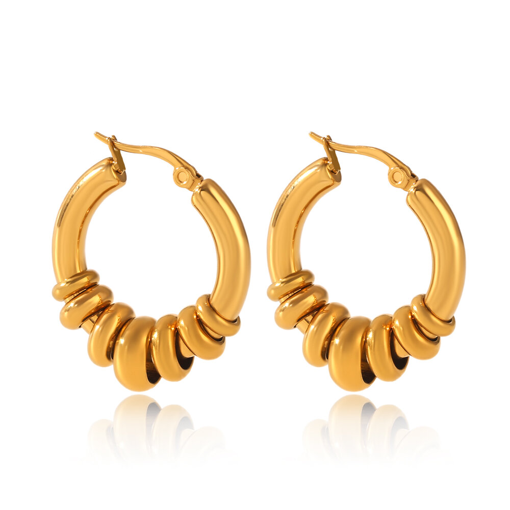 Boucles d'oreilles créoles en acier inoxydable étanche couleur or