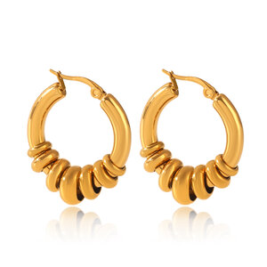 Boucles d'oreilles créoles en acier inoxydable étanche couleur or h5