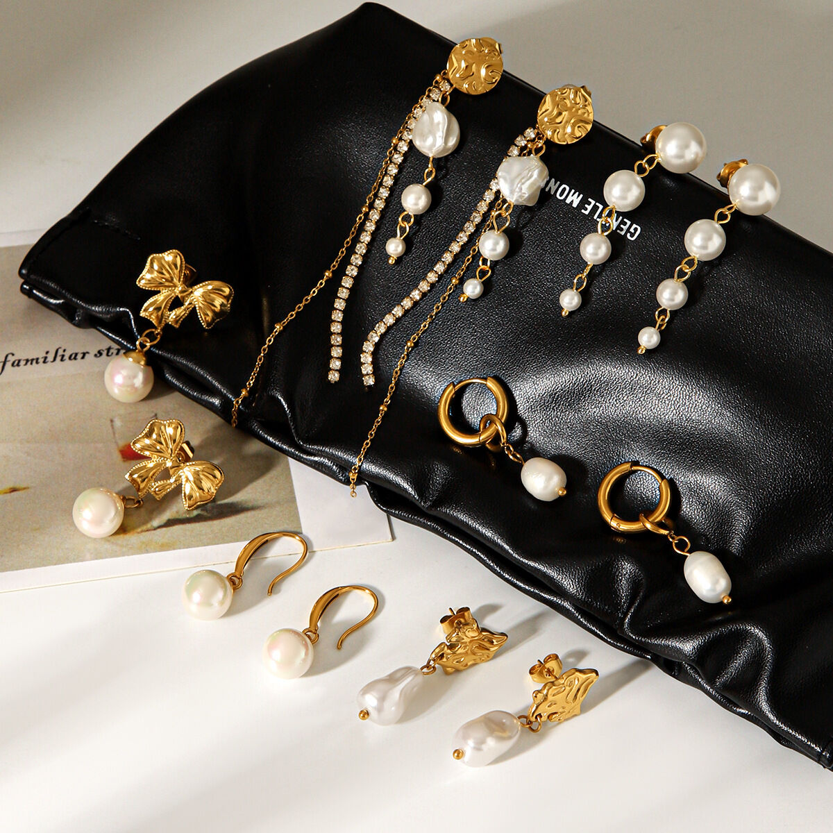 1 Pair Tassel Stainless Steel  Waterproof Anti - Tarnish Gold Color  Women's Beads Earrings h5 Picture3