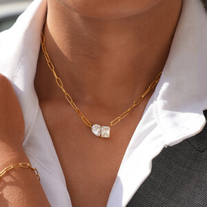 Simple Daily Irregular Shape Stainless Steel Waterproof Gold Color Women's Necklaces Sets h5 Picture3