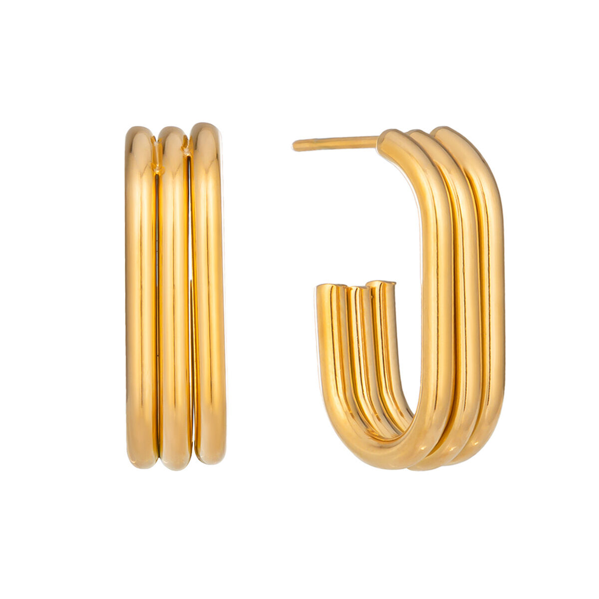 1 Pair C-shape Stainless Steel Waterproof Gold Color Hoop Earrings h5 Picture5