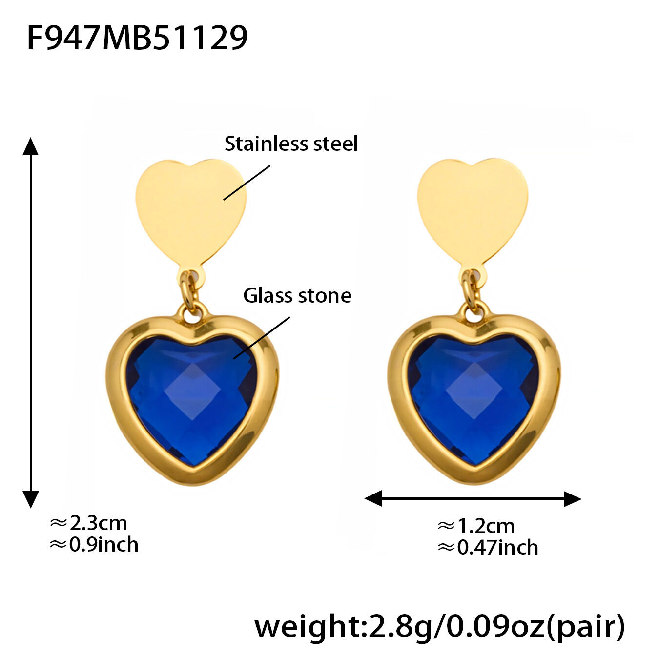 F947 - Blue Faceted Stone Gold Earrings Picture13