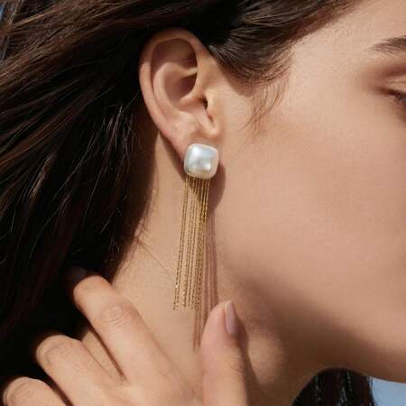 Elegante, waterdichte, goudkleurige oorbellen met kwastjes van roestvrij staal.