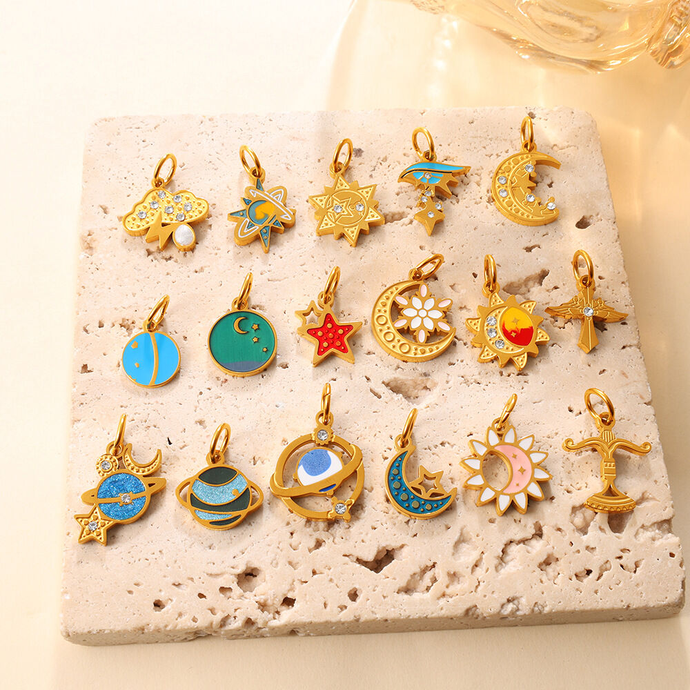 Sun&Moon Stainless Steel Gold Color Waterproof&Anti-tarnish Women's Pendants 2