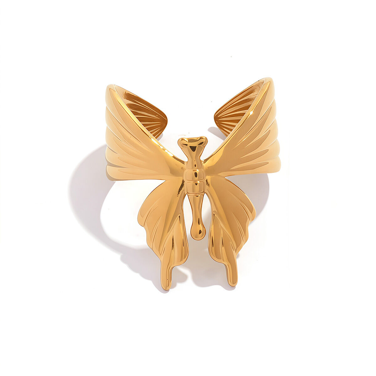 Daily Irregular Shape Butterfly Stainless Steel Waterproof  Gold Color  Statement Rings h5 