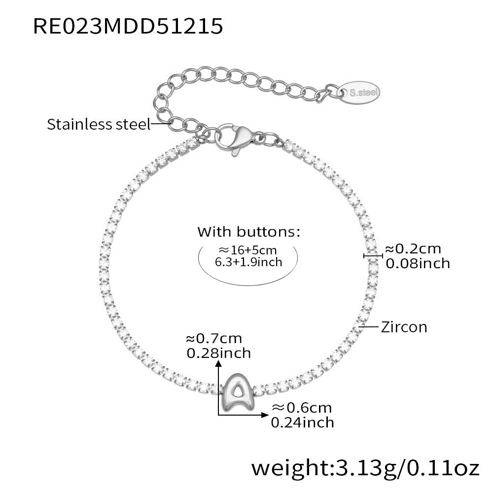Re023-A Letter Steel Bracelet 16+5Cm