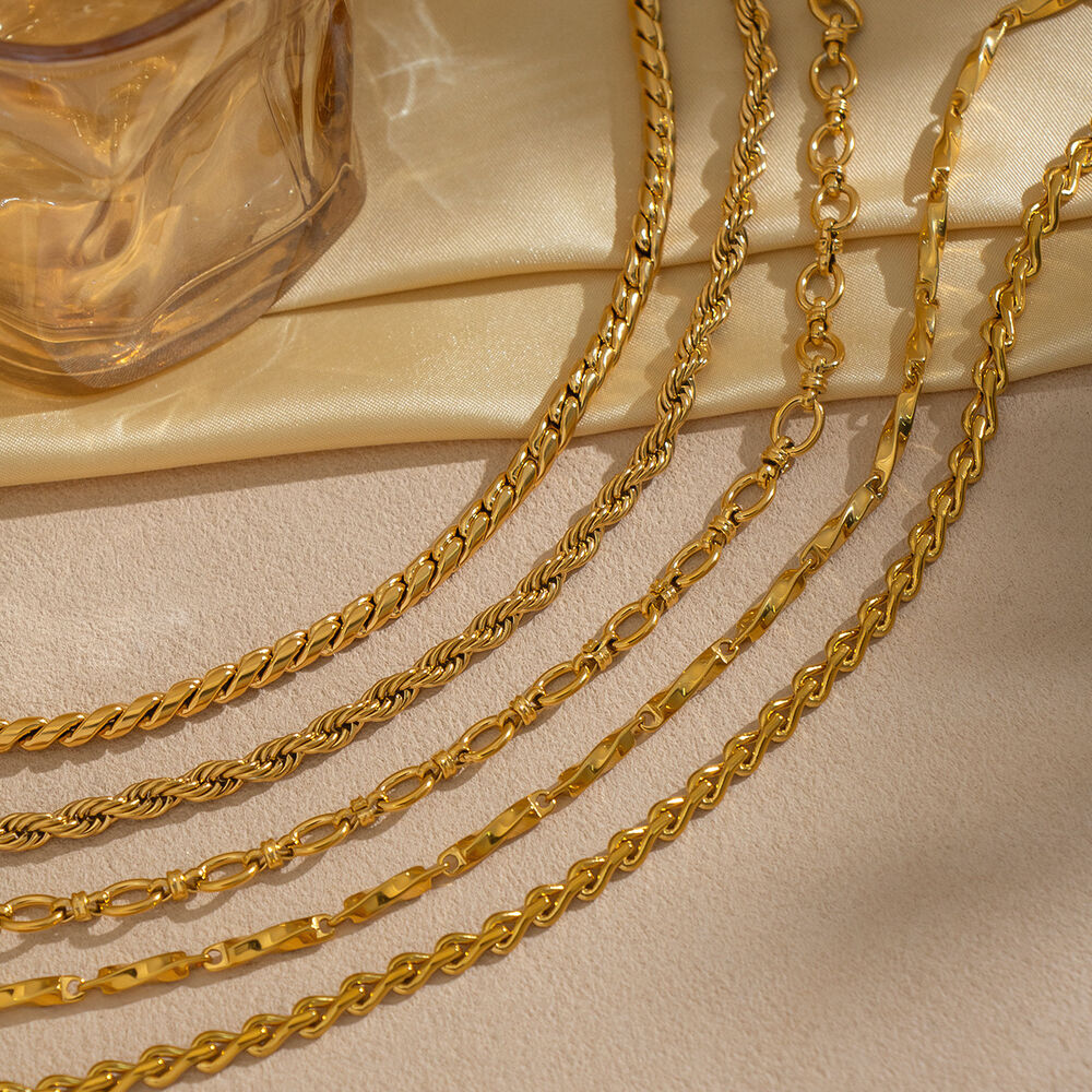 1 Piece Chain Stainless Steel Waterproof Gold Color Chain Necklace Picture3