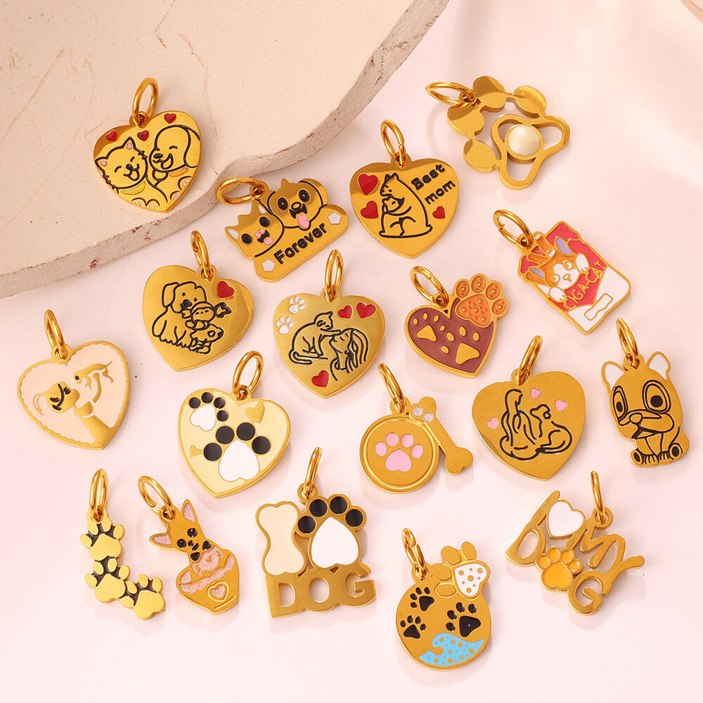 Cute Pet Series Stainless Steel Gold Color Waterproof&Anti-tarnish Women's Pendants Picture2